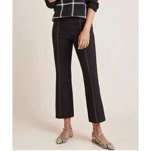 Anthropologie Essential Crop Flare Pants Size Small Black Pull On Work Office